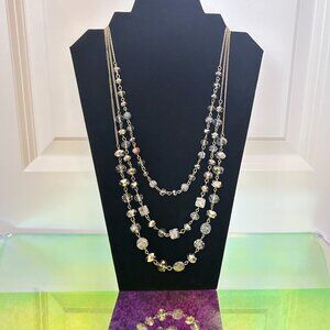 Long Triple Tier Vendome Faceted Necklace